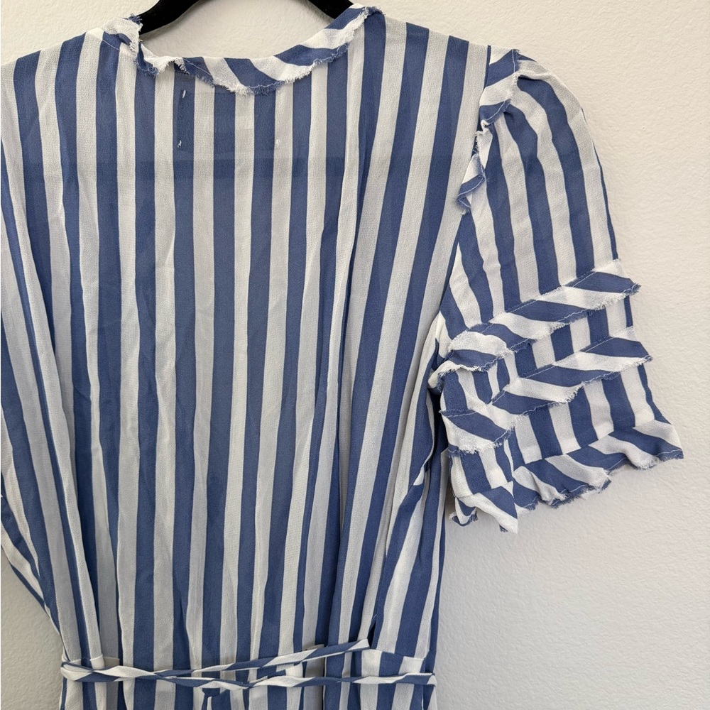 Reformation Blue and White Striped High-Low Wrap Dress - Picture 6 of 6
